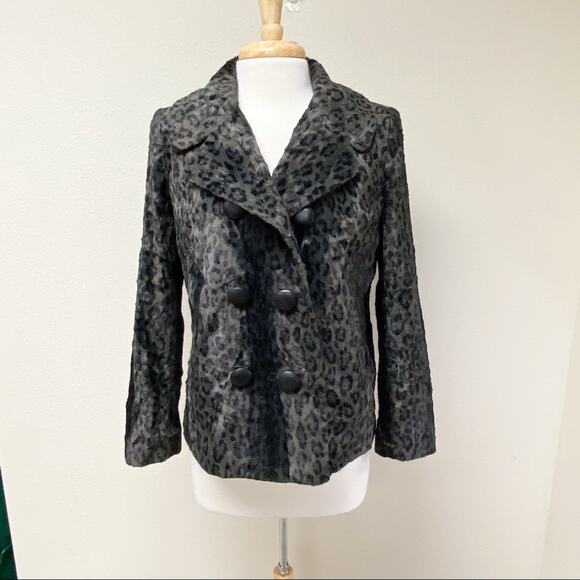 Milly leopard faux fur double breasted coat S - Picture 1 of 10